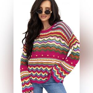 NWOT Colorful Striped Sweater Size Small